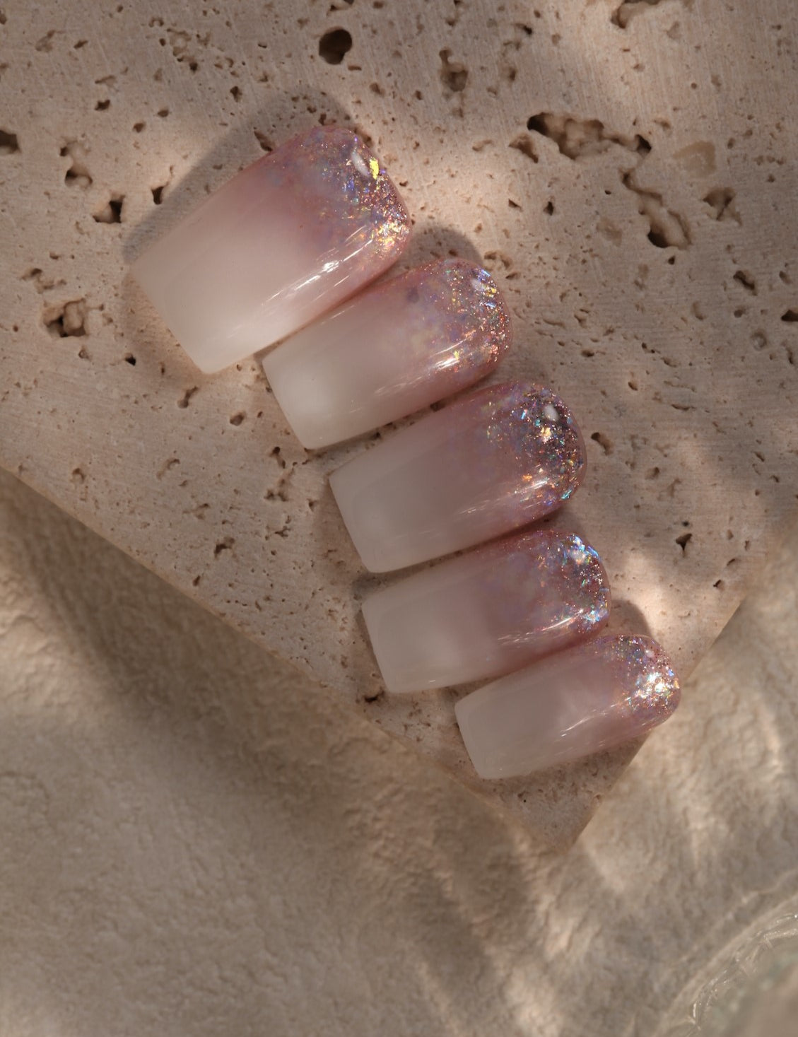 MIEAP press on nail glitter collection-pink ombre glitter nail set