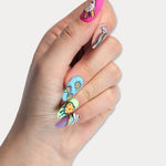 MIEAP Colorful Graffiti press-on nail set showcases a vibrant array of bright fluorescent colors formulated by our designers. The hand-painted patterns draw inspiration from street art graffiti, perfectly complementing the vibrant base colors. #MIEAP #MIEAPnails #pressonnail #falsenail #acrylicnail #nails #nailart #naildesign #nailinspo #handmadenail #summernail #nail2023 #graduationnail #almondnail #colorfulnail  #datingnail #promnail