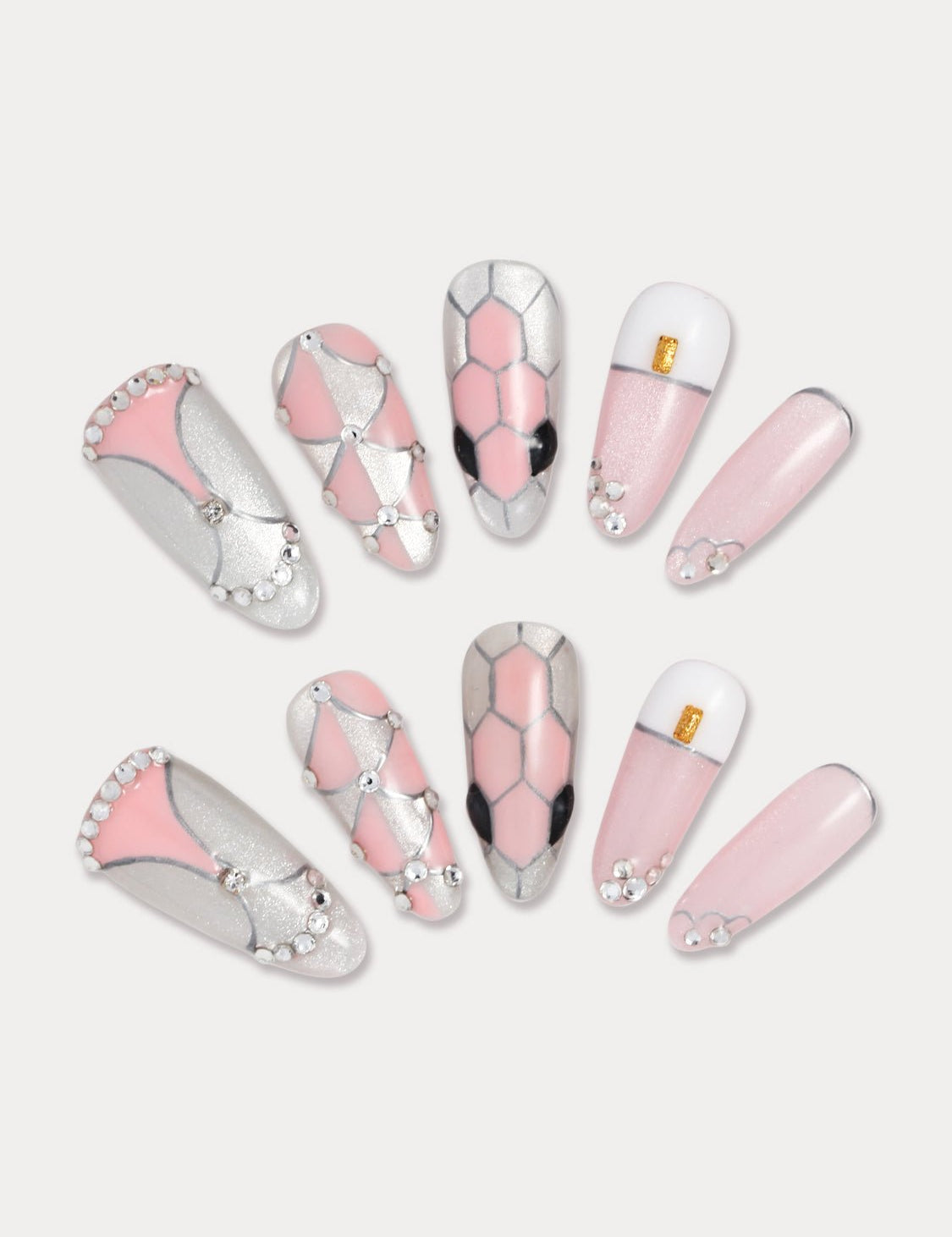 MIEAP Pink Snake Head press on nail set incorporates high-end jewelry design elements – snake head. The overall design of the nails features a palace vintage style, adding a sense of luxury to your nails. #MIEAP #MIEAPnails #pressonnail #falsenail #acrylicnail #nails #nailart #naildesign #nailinspo #handmadenail #summernail #nail2023 #graduationnail #luxurynail #pinknaial #datingnail #promnail