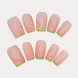 MIEAP Summer Peach press on nail is inspired by the juicy summer peach. Each false nail in this set is designed with a special nail gel that creates a velvety texture, resembling the fuzzy surface of a real peach. #MIEAP #MIEAPnails #pressonnail#acrylicnail #nails #nailart #naildesign #nailinspo #handmadenail #summernail #nail2023 #graduationnail #shortnail #squarenail #pinknail