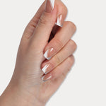 MIEAP White Slanted French Tip press on nail set features slanted French tips which is transformed from the classic French tip nail design. The symmetrical slanted angles are adorned with silver glitter gel, adding a touch of sparkle and enhancing the overall design of the nails. #MIEAP #MIEAPnails #pressonnail #falsenail #acrylicnail #nails #nailart #naildesign #nailinspo #handmadenail #summernail #nail2023 #graduationnail #classicnail #weddingnail #glitternail #shortnail #squarenail #whitenail 